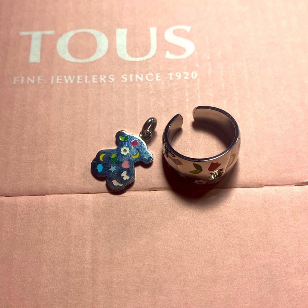 Tous ring and pendant steel